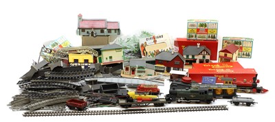 Lot 335 - A collection of model railway accessories and carriages