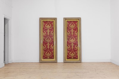 Lot 598 - A pair of damask silk panels