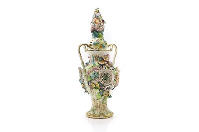 Lot 204 - A Coalport twin-handle porcelain potpourri vase and cover