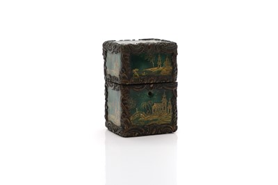 Lot 113 - A guilloché enamel and bronze scent bottle case