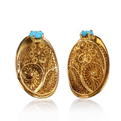 Lot 257 - A pair of Middle Eastern gold filigree cufflinks