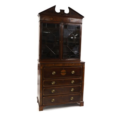 Lot 430A - An Edwardian mahogany secretaire bookcase