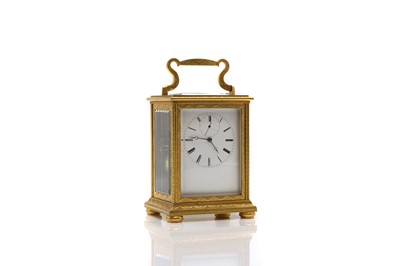 Lot 257 - A brass striking carriage clock