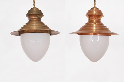 Lot 560 - A pair of copper ceiling lights