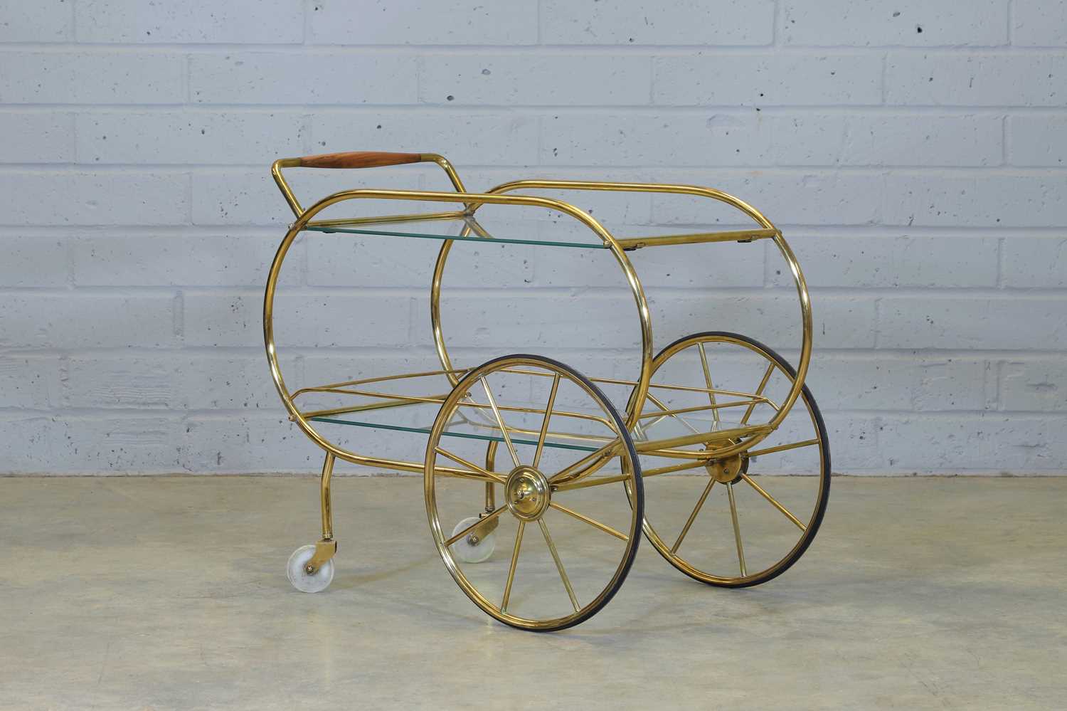 Lot 444 - A Swedish brass drinks trolley