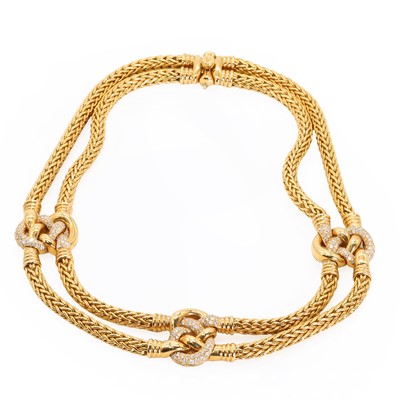 Lot 126 - An 18ct gold and diamond necklace, by Asprey