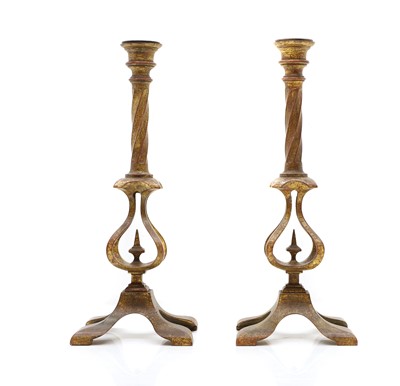 Lot 152 - A pair of giltwood candlesticks