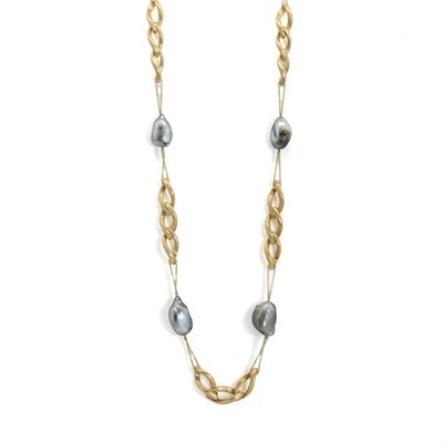 Lot 227 - A grey Keshi pearl gold necklace, by Yvel