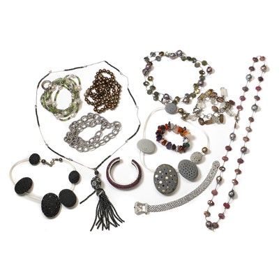 Lot 1388 - A collection of silver mounted and gemstone jewellery