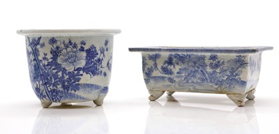 Lot 156 - Two Japanese blue and white porcelain jardinieres