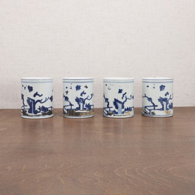 Lot 299 - A collection of four Chinese Nanking cargo blue and white mugs