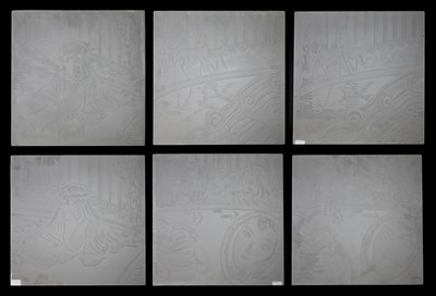 Lot 151 - A set of six Art Deco acid-etched glass panels