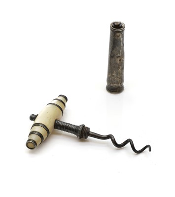 Lot 43 - A Georgian silver and mother of pearl corkscrew