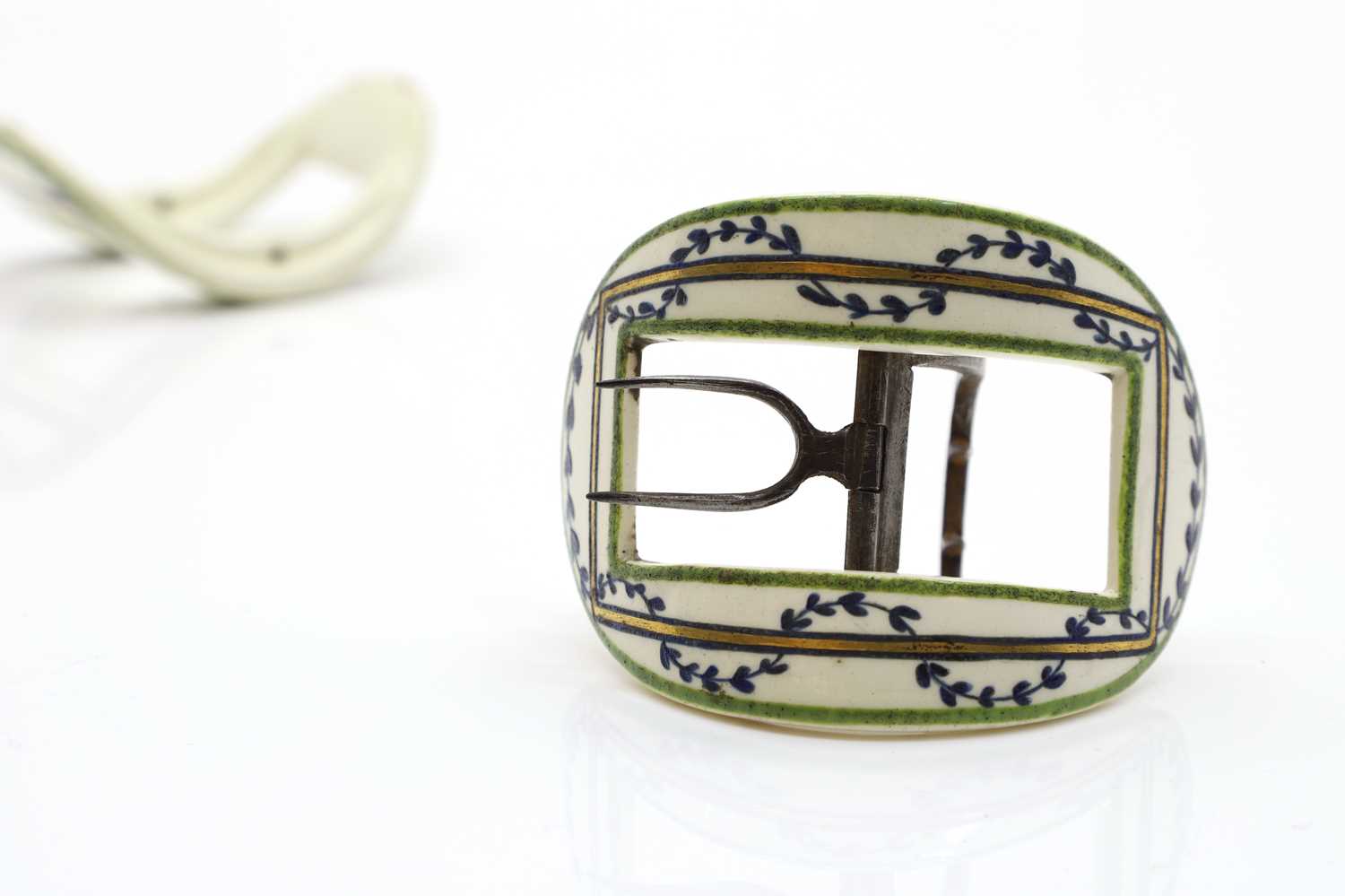 Lot 111 - A pair of creamware shoe buckles