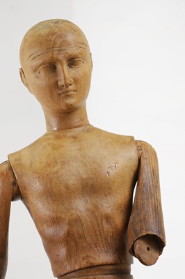 Lot A large stained-pine artist's lay figure