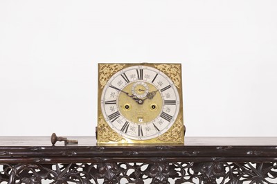 Lot 348 - A William and Mary brass and silvered longcase clock movement