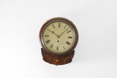 Lot 280 - A brass and mahogany drop-dial wall clock