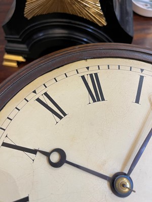 Lot 280 - A brass and mahogany drop-dial wall clock