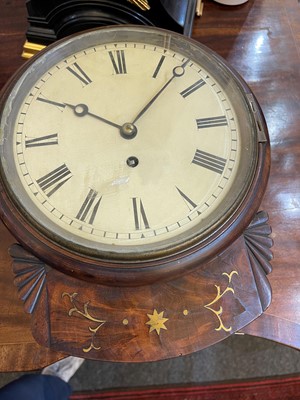 Lot 280 - A brass and mahogany drop-dial wall clock