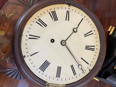 Lot 280 - A brass and mahogany drop-dial wall clock