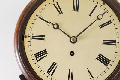 Lot 280 - A brass and mahogany drop-dial wall clock