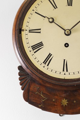 Lot 280 - A brass and mahogany drop-dial wall clock