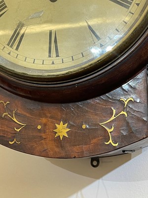 Lot 280 - A brass and mahogany drop-dial wall clock