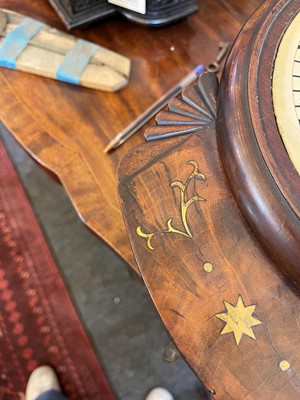 Lot 280 - A brass and mahogany drop-dial wall clock