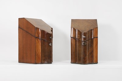 Lot 283 - A pair of George III mahogany knife boxes