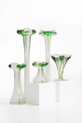 Lot 134 - A group of five Stuart & Sons 'Cairngorm' glass vases