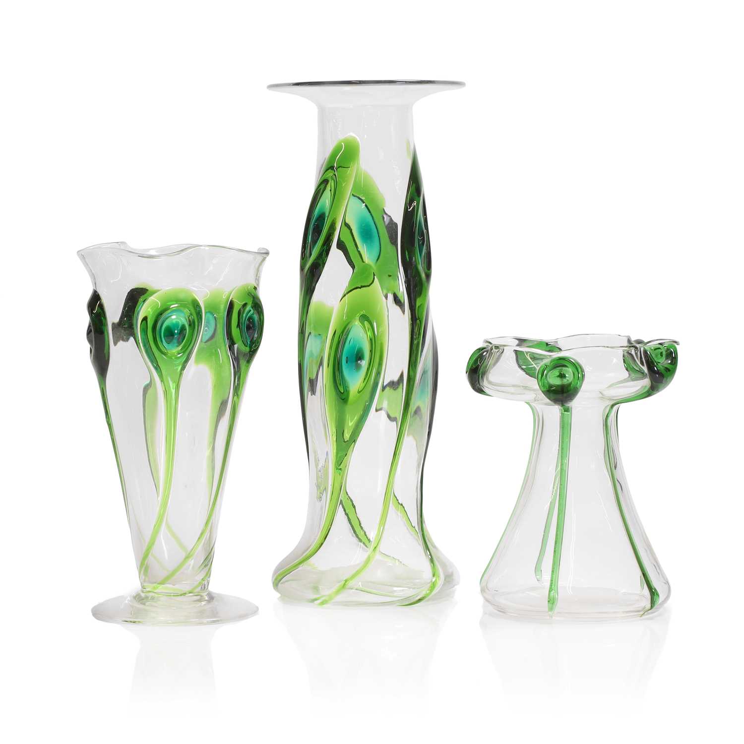 Lot 133 - A group of three Stuart & Sons 'Cairngorm' glass vases