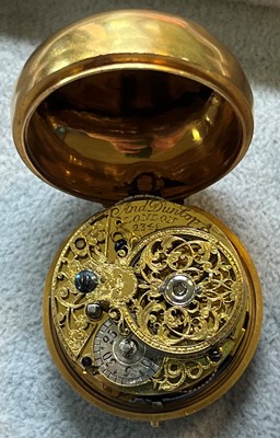 Lot 303 - A Georgian 18ct gold pair cased verge fusee pocket watch