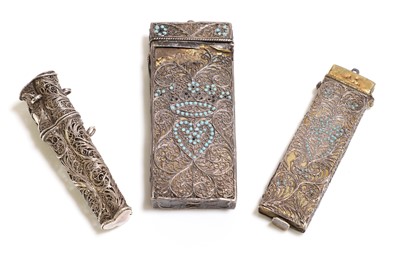 Lot 53 - A group of three silver filagree etui