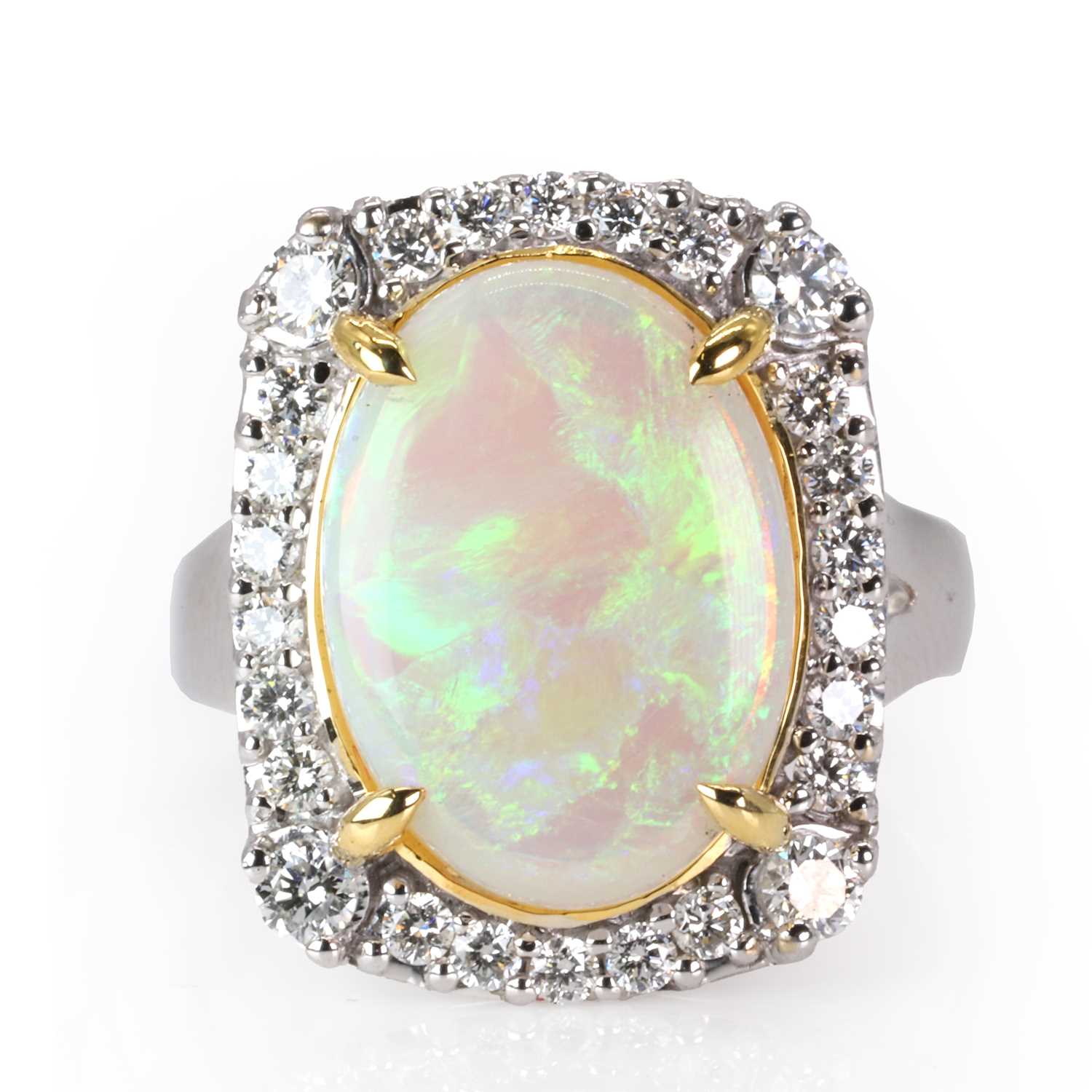 Lot 152 - An opal and diamond cluster ring