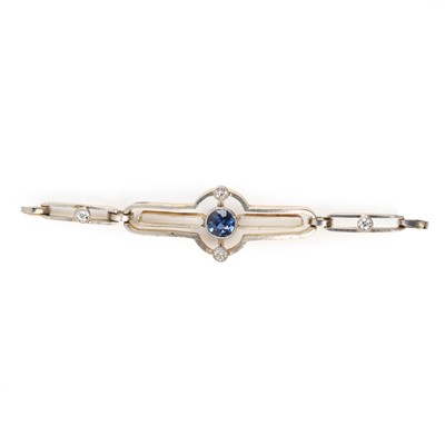 Lot 73 - A sapphire and diamond bracelet centrepiece, c.1915