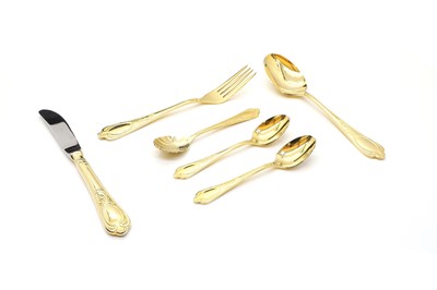Lot 90 - A canteen of gold plated Solingen cutlery