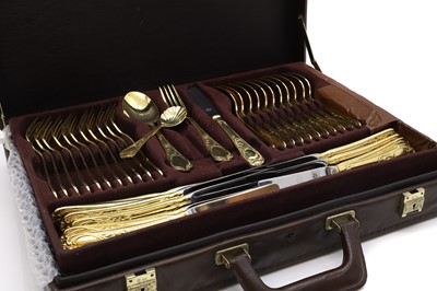Lot 90 - A canteen of gold plated Solingen cutlery
