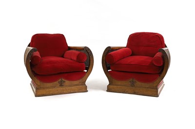 Lot 381 - A pair of mahogany Art Deco style armchairs