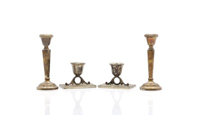Lot 97 - A pair of Mexican silver candlesticks