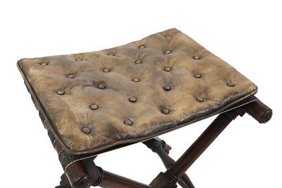 Lot 475 - A mahogany folding luggage rack stool