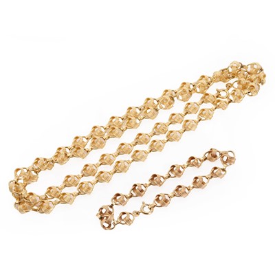 Lot 247 - An 18ct gold fancy link necklace and bracelet set, by UnoAErre