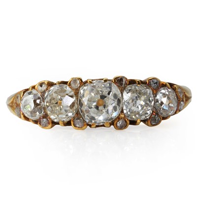 Lot 24 - A late Victorian five stone diamond ring