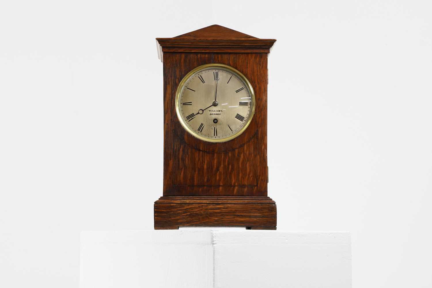 Lot 271 - A Regency oak-cased mantel clock,