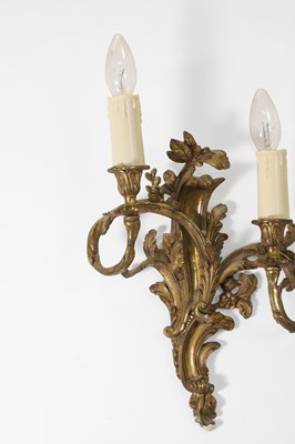Lot 364 - A pair of Louis XV-style gilt-brass wall lights