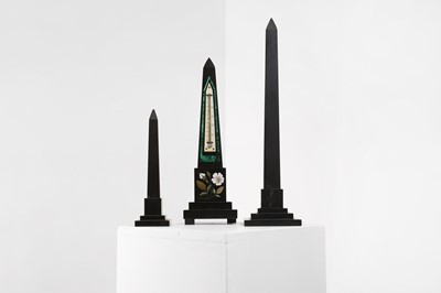 Lot 491 - Three Ashford black marble obelisks