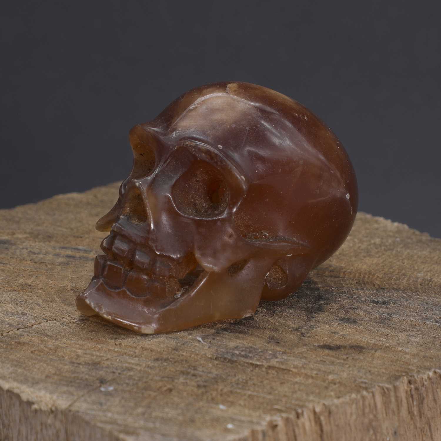 Lot 269 - A Victorian agate memento mori cane topper