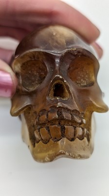 Lot 269 - A Victorian agate memento mori cane topper