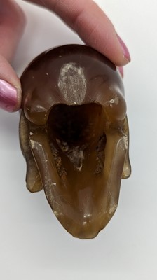 Lot 269 - A Victorian agate memento mori cane topper