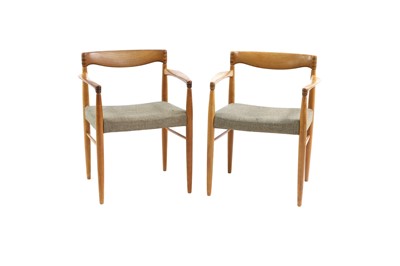 Lot 371 - A pair of Danish teak armchairs