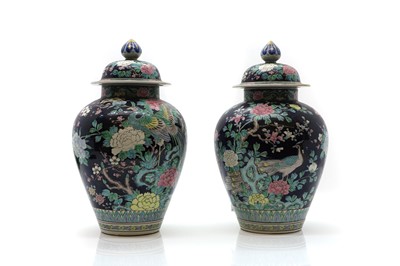 Lot 173 - A pair of Chinese vases and covers